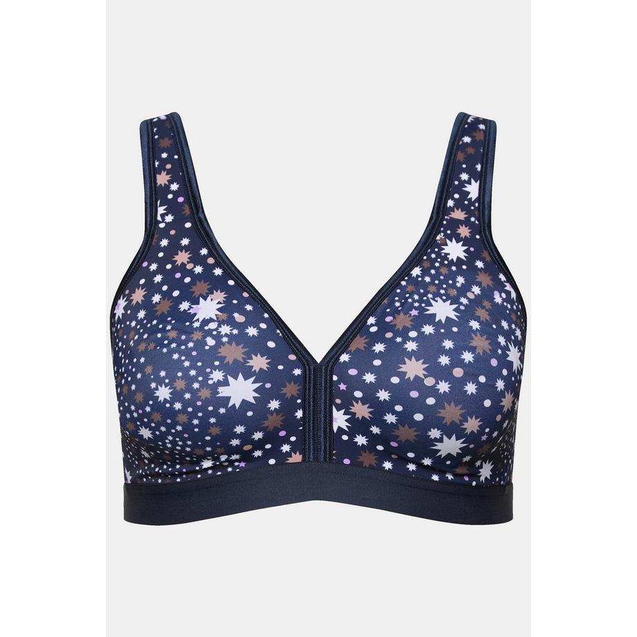 Ulla Popken Reggiseno Minimizer Stampa Stelle Senza Ferretto Coppa C-D  