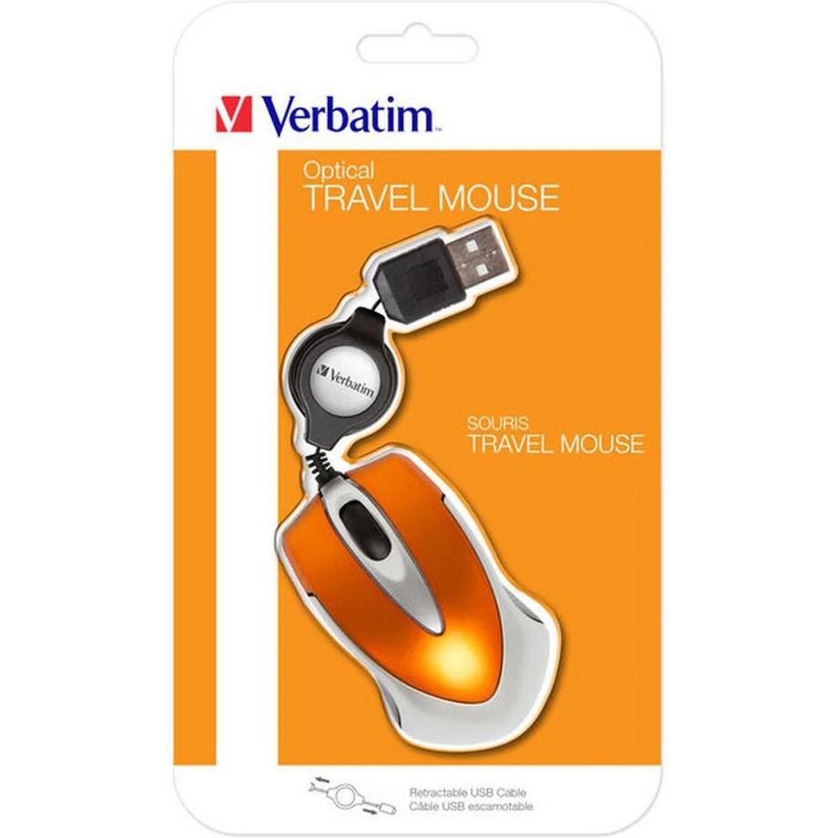 Verbatim  Einziehbare Mini-Filar-Maus für Laptops  Go Mini Optical Travel 