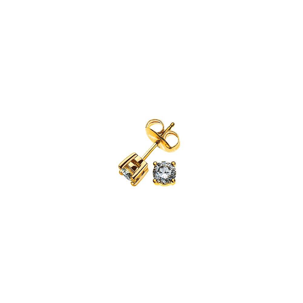 Image of Solitär Ohrstecker 4-griff-fassung Gelbgold 750 Brillanten 0.34ct. 5mm Damen Gelbgold ONE SIZE