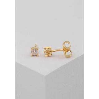 MUAU Schmuck  Clous d'oreilles solitaires 4 poignées en or jaune 750 diamants 0,34ct. 5mm 