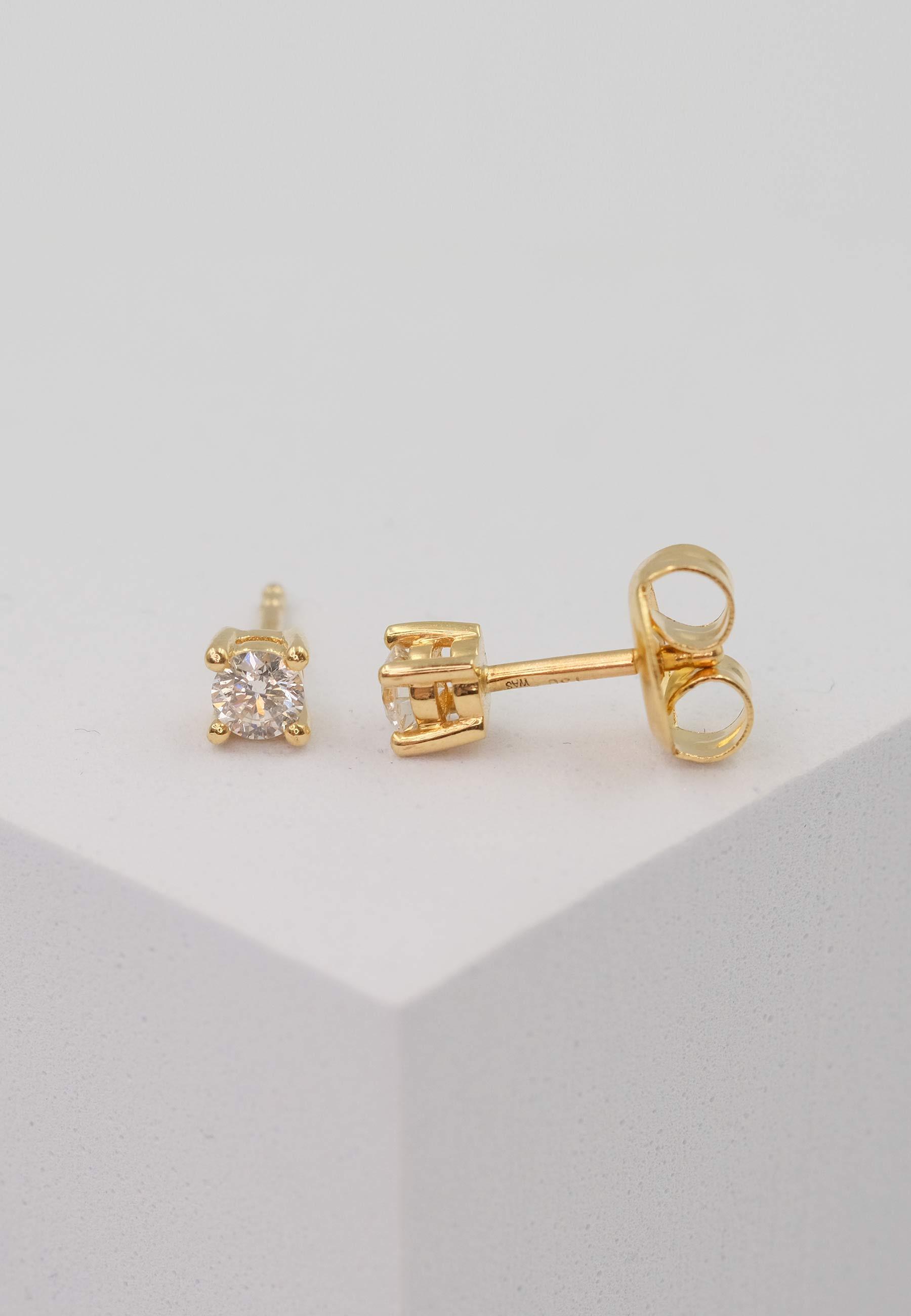 MUAU Schmuck  Solitär Ohrstecker 4-Griff-Fassung Gelbgold 750 Brillanten 0.34ct. 5mm 