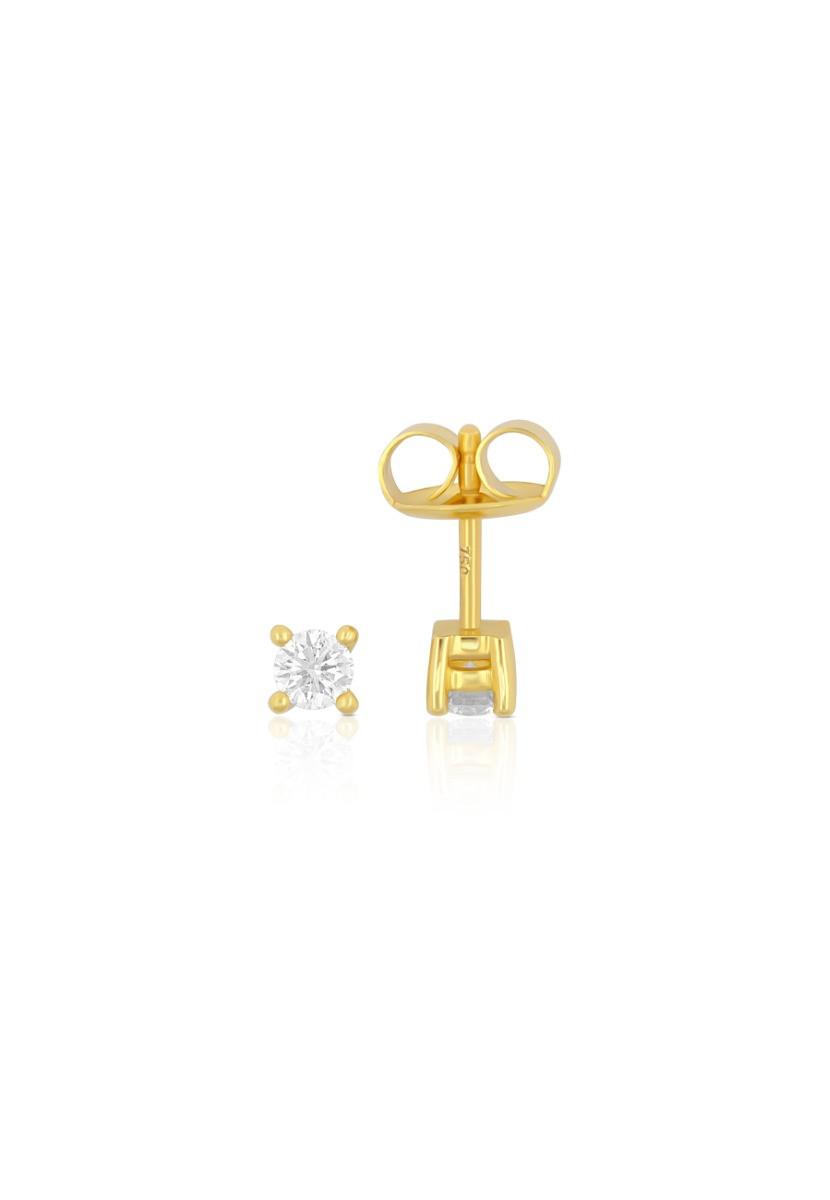 MUAU Schmuck  Solitär Ohrstecker 4-Griff-Fassung Gelbgold 750 Brillanten 0.34ct. 5mm 