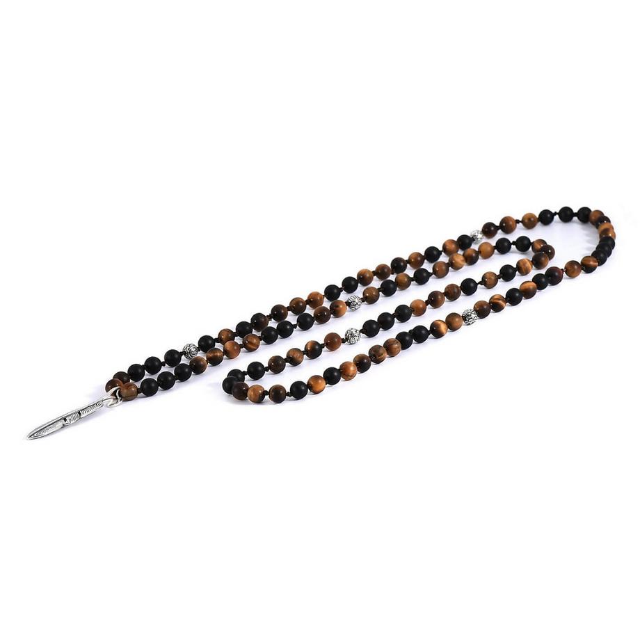 Balibay  Collier Karim avec œil de tigre mat et onyx 