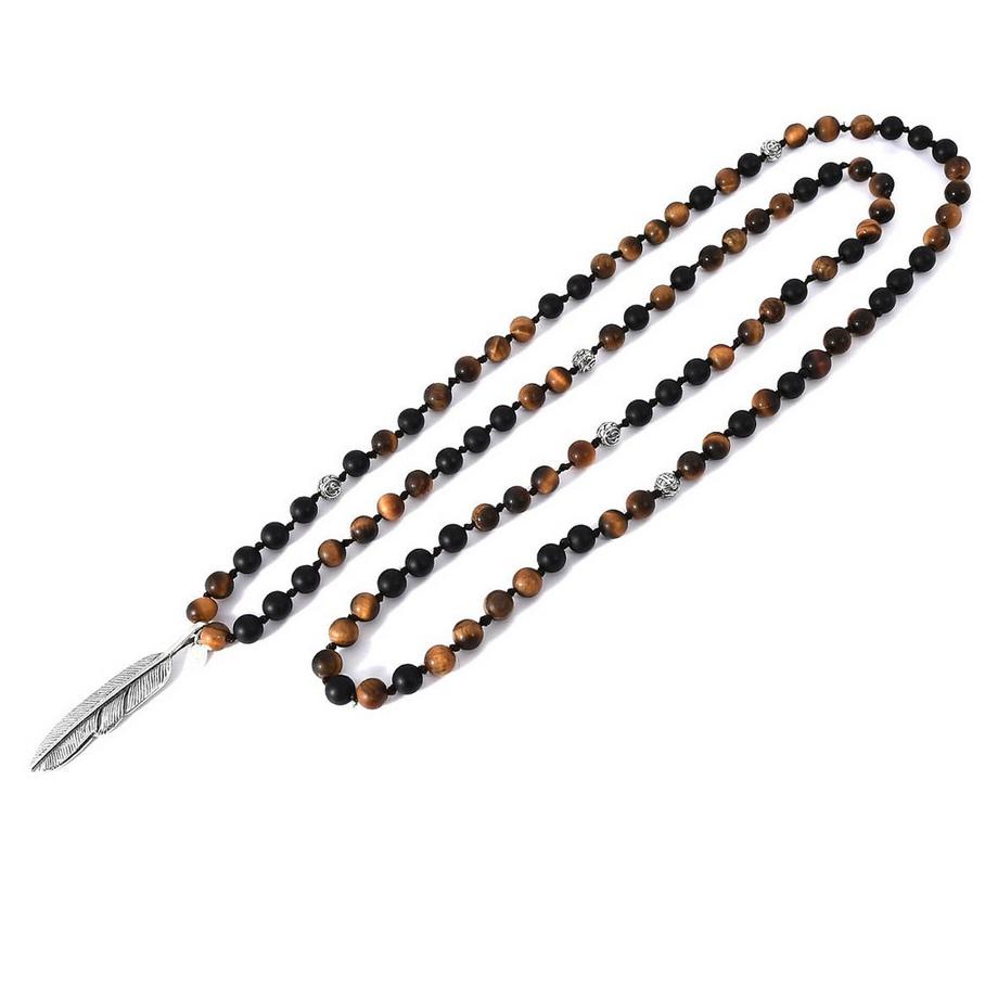 Collier Karim avec œil de tigre mat et onyx