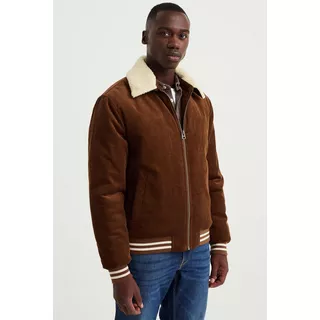 WE Fashion  Cord-Bomberjacke Für Männer Mit Sherpa-Kragen 