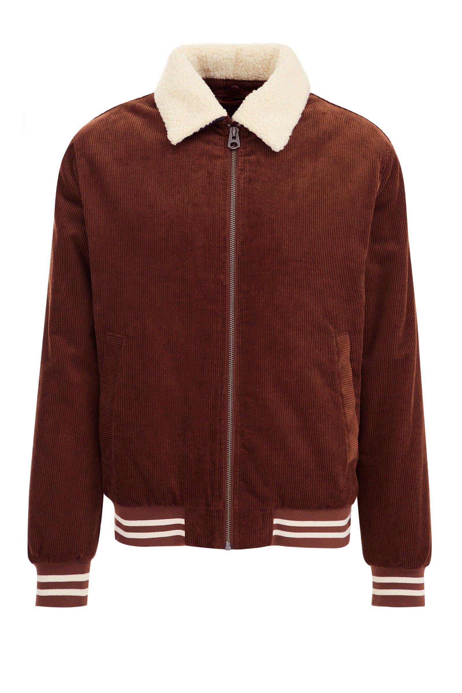 WE Fashion  Cord-Bomberjacke Für Männer Mit Sherpa-Kragen 