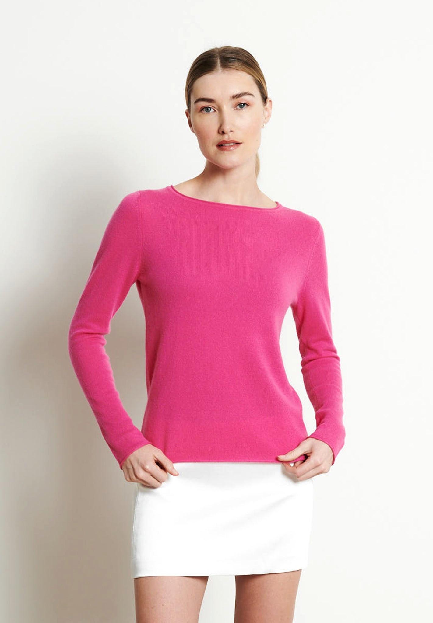 Image of Lilly 5 Bootskragen Pullover - 100% Kaschmir Damen Rosa M