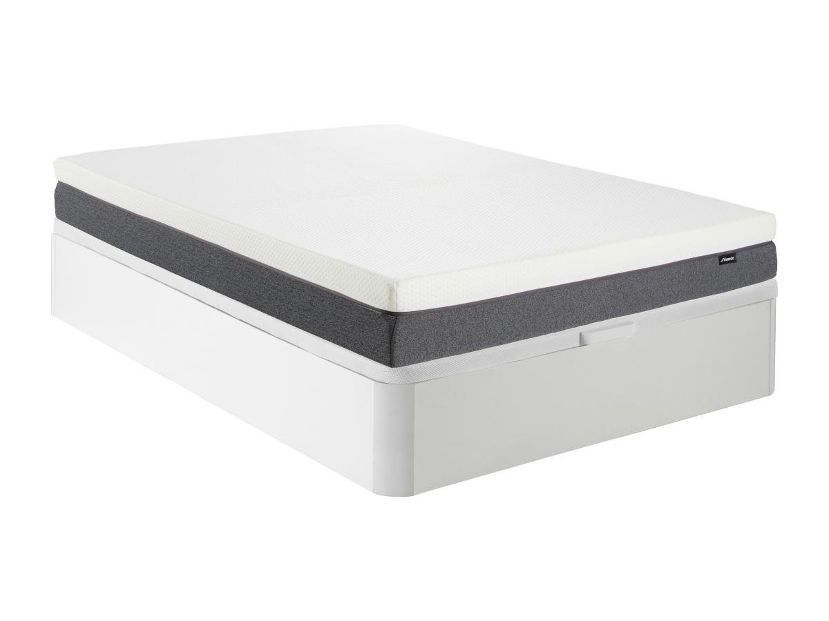 Ysmée Ensemble 140 x 190 cm sommier coffre blanc + matelas mousse HD 7 zones et accueil mémoire de forme déhoussable ép.20cm - KELIH de YSMÉE  