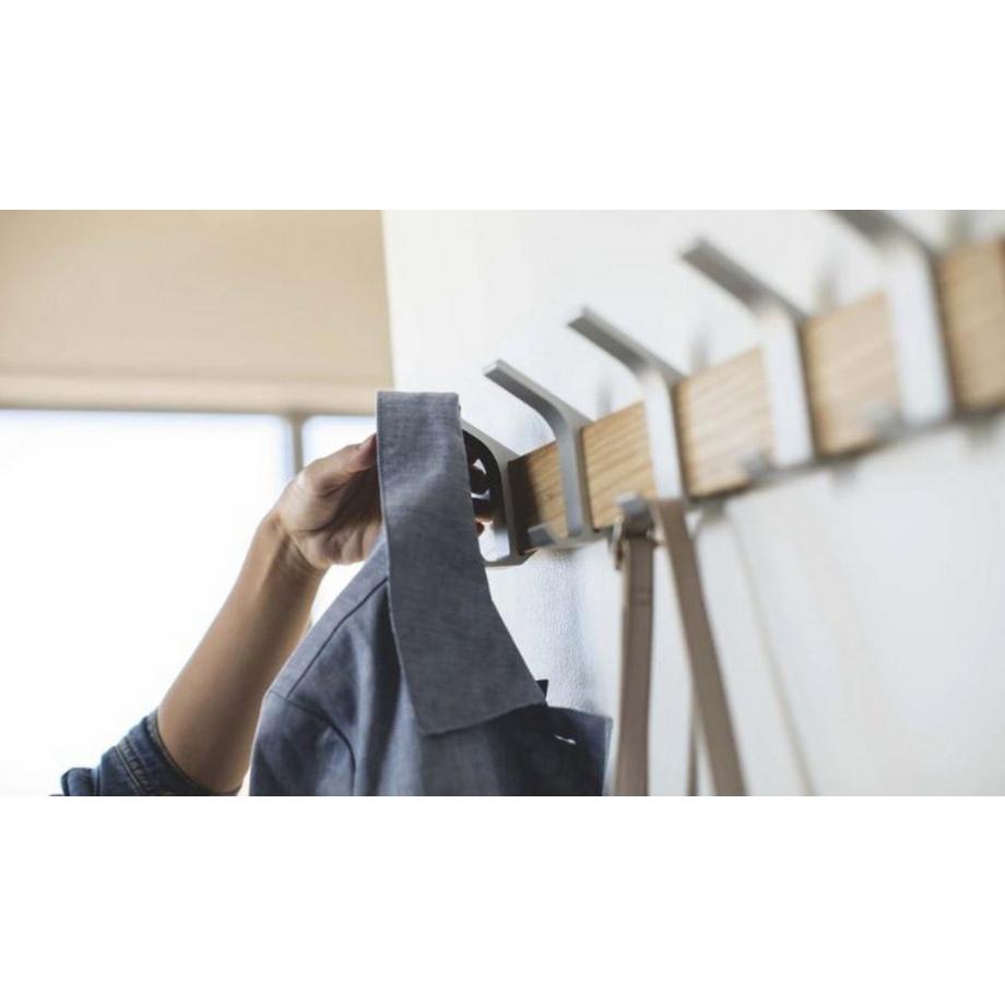 Yamazaki Porte manteaux mural 5 crochets en frêne  