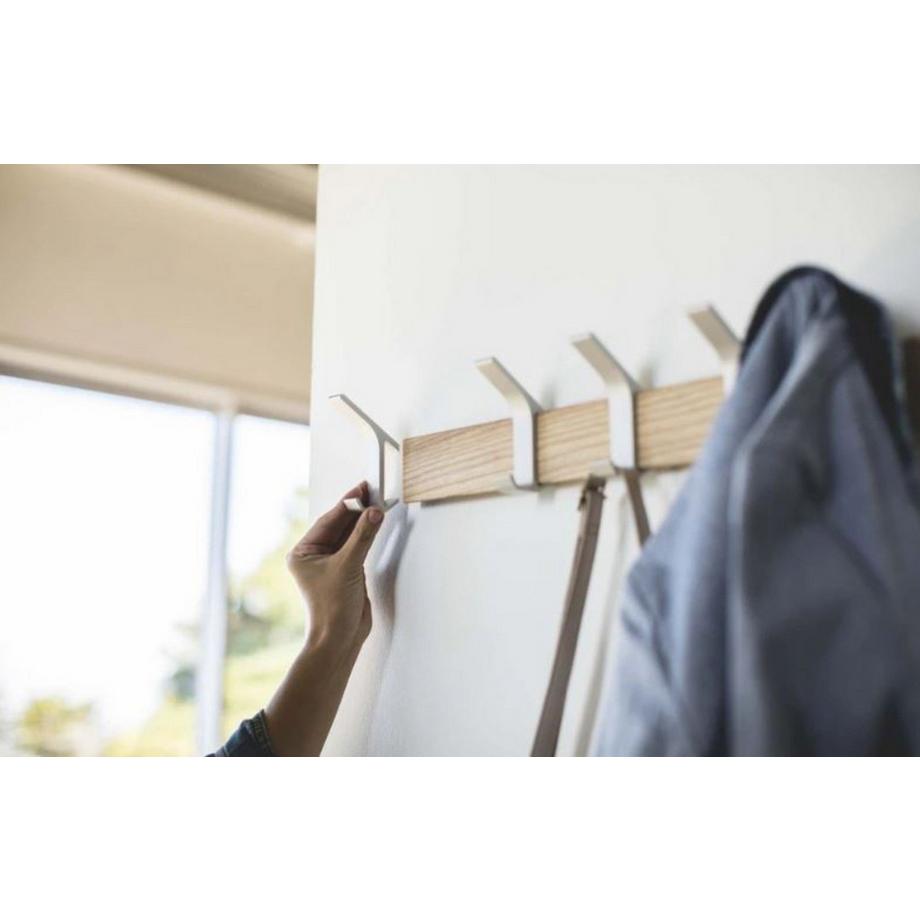 Yamazaki Porte manteaux mural 5 crochets en frêne  