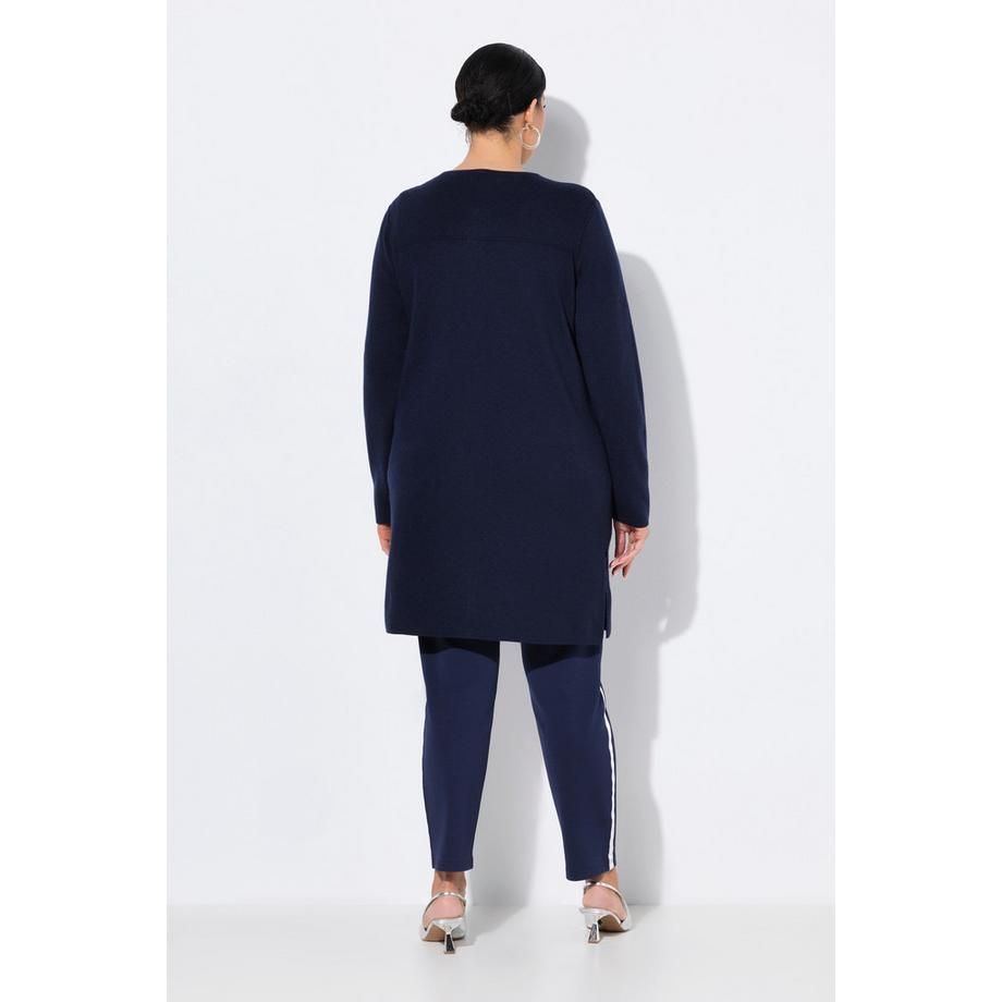 Ulla Popken Cardigan a Costine Fini con Scollo Rotondo e Cerniera a Doppio Cursore  