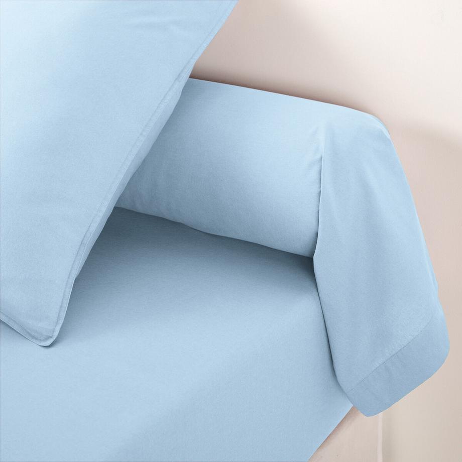 Taie de traversin unie en coton lavé