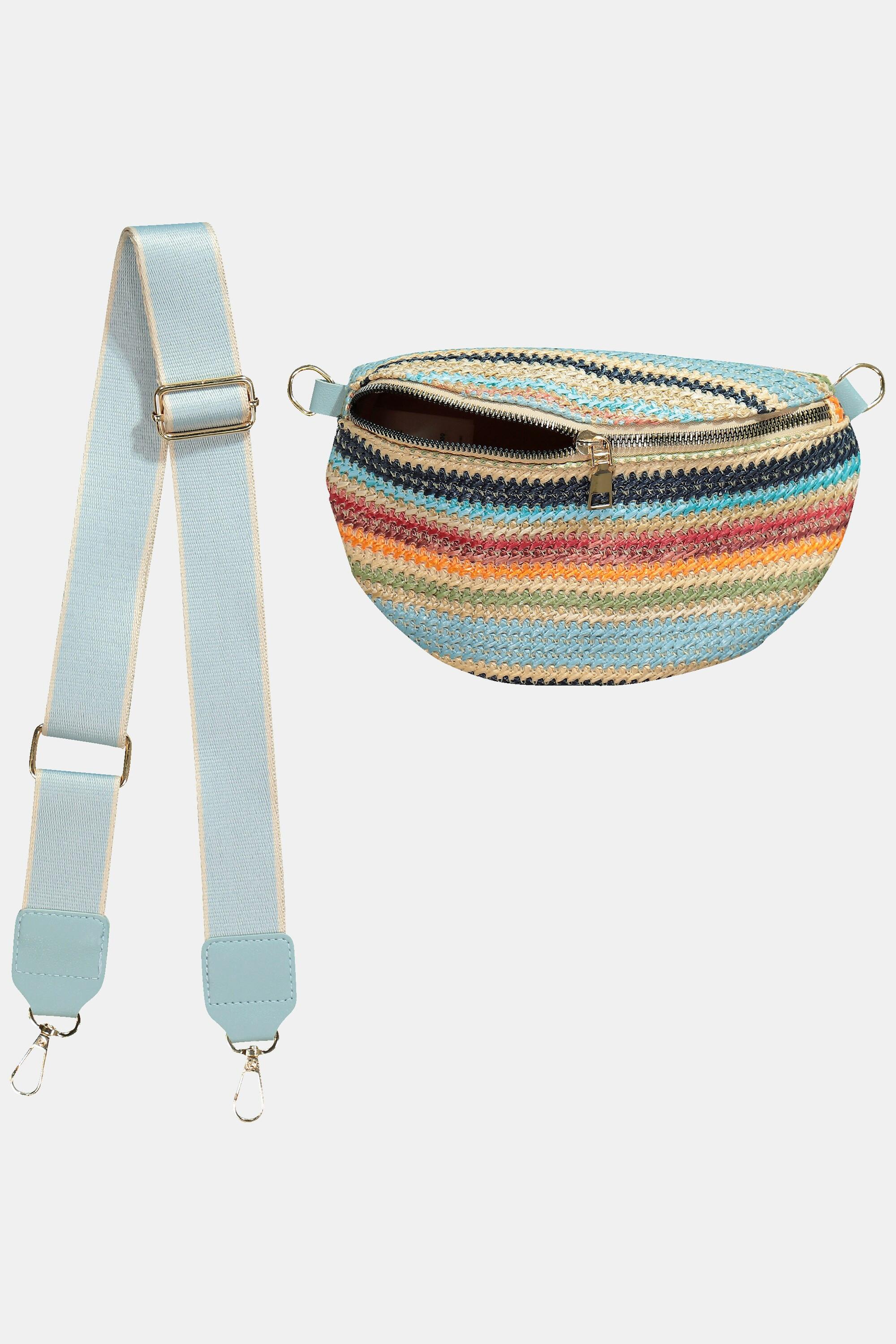 Ulla Popken  Sac ceinture à rayures, aspect tressé, longueur ajustable 