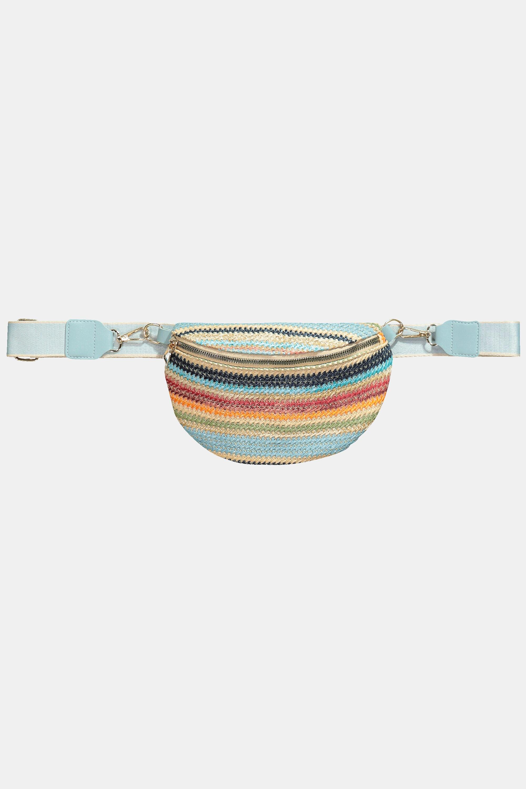 Ulla Popken  Sac ceinture à rayures, aspect tressé, longueur ajustable 