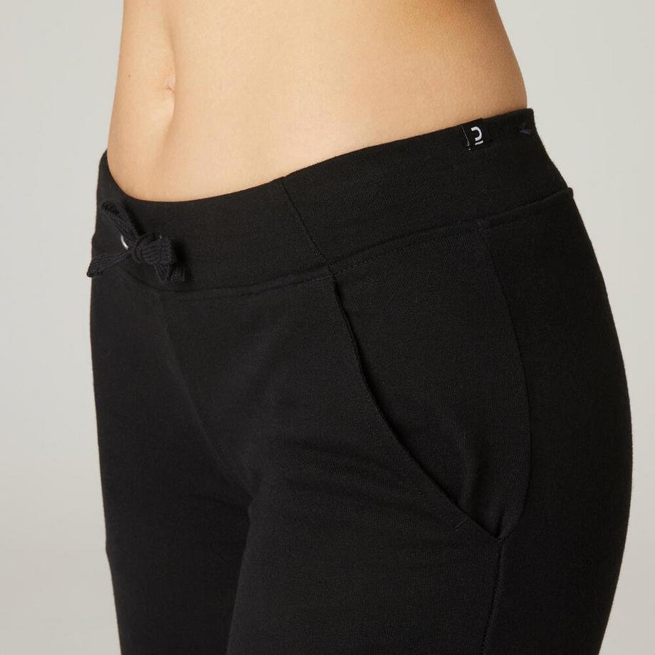 NYAMBA  Pantalon jogging Fitness Bas resserré coupe droite Noir 