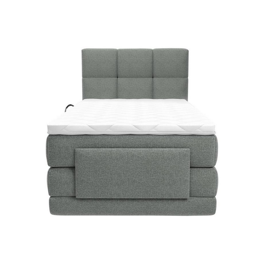Vente-unique Set boxspring testata trapun. + Rete relax elett. + Mater. + Topper 100x200 Tessuto Grigio - LODI di PALACIO  