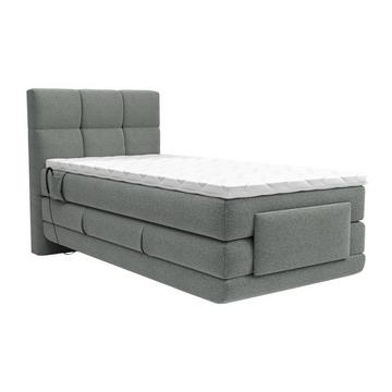 Ensemble complet boxspring tête de lit capitonnée + sommiers relaxation électrique + matelas + surmatelas - 100 x 200 cm - Tissu - Gris clair - LODI de PALACIO