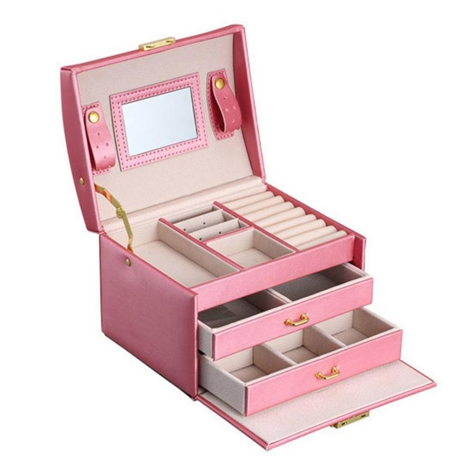 eStore  Schmuckkästchen mit Spiegel – Puderrosa 
