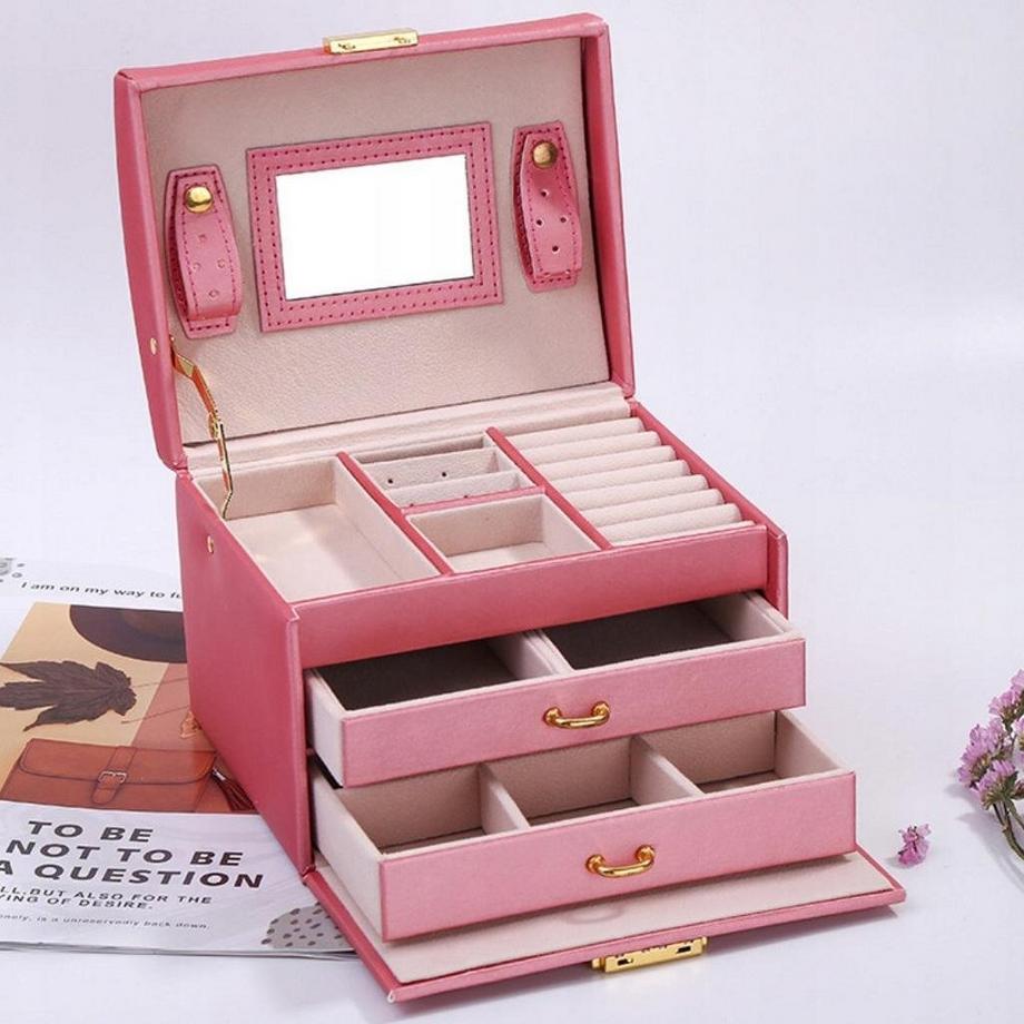 eStore  Schmuckkästchen mit Spiegel – Puderrosa 