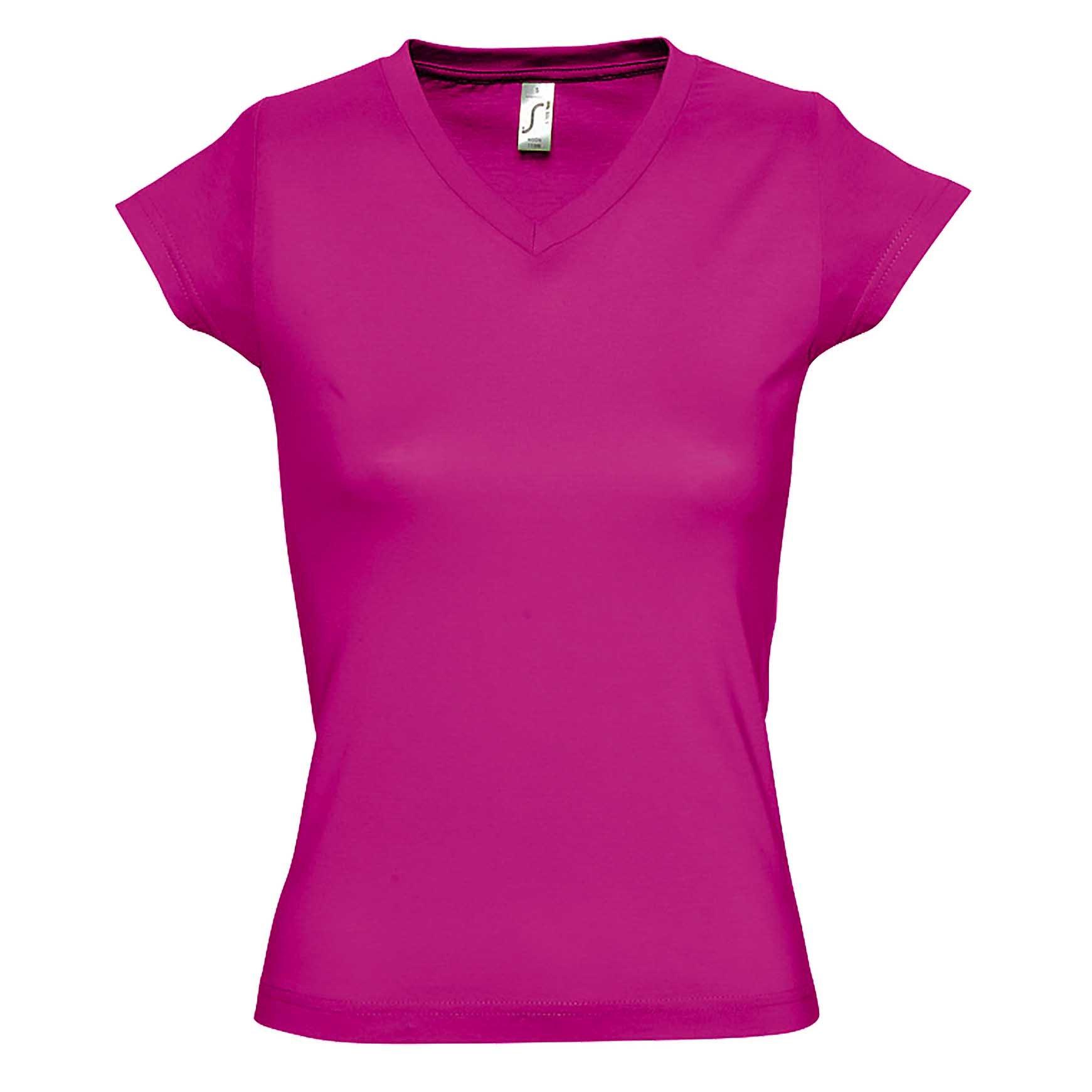 Image of Moon Tshirt, Kurzarm, Vausschnitt Damen Fuchsia XXL
