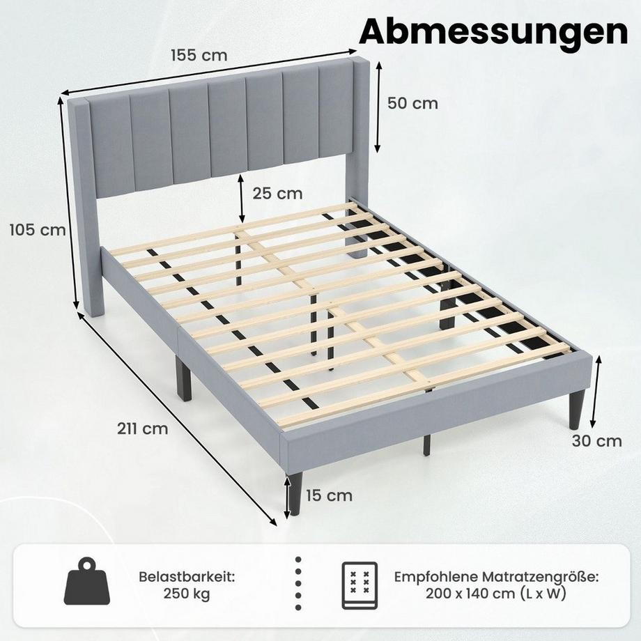Northix Struttura letto a piattaforma con testiera  