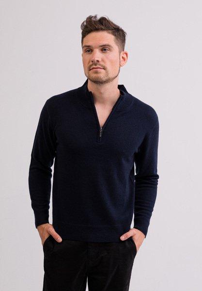 Image of Kaschmir Stehkragen Pullover Herren Blau XL