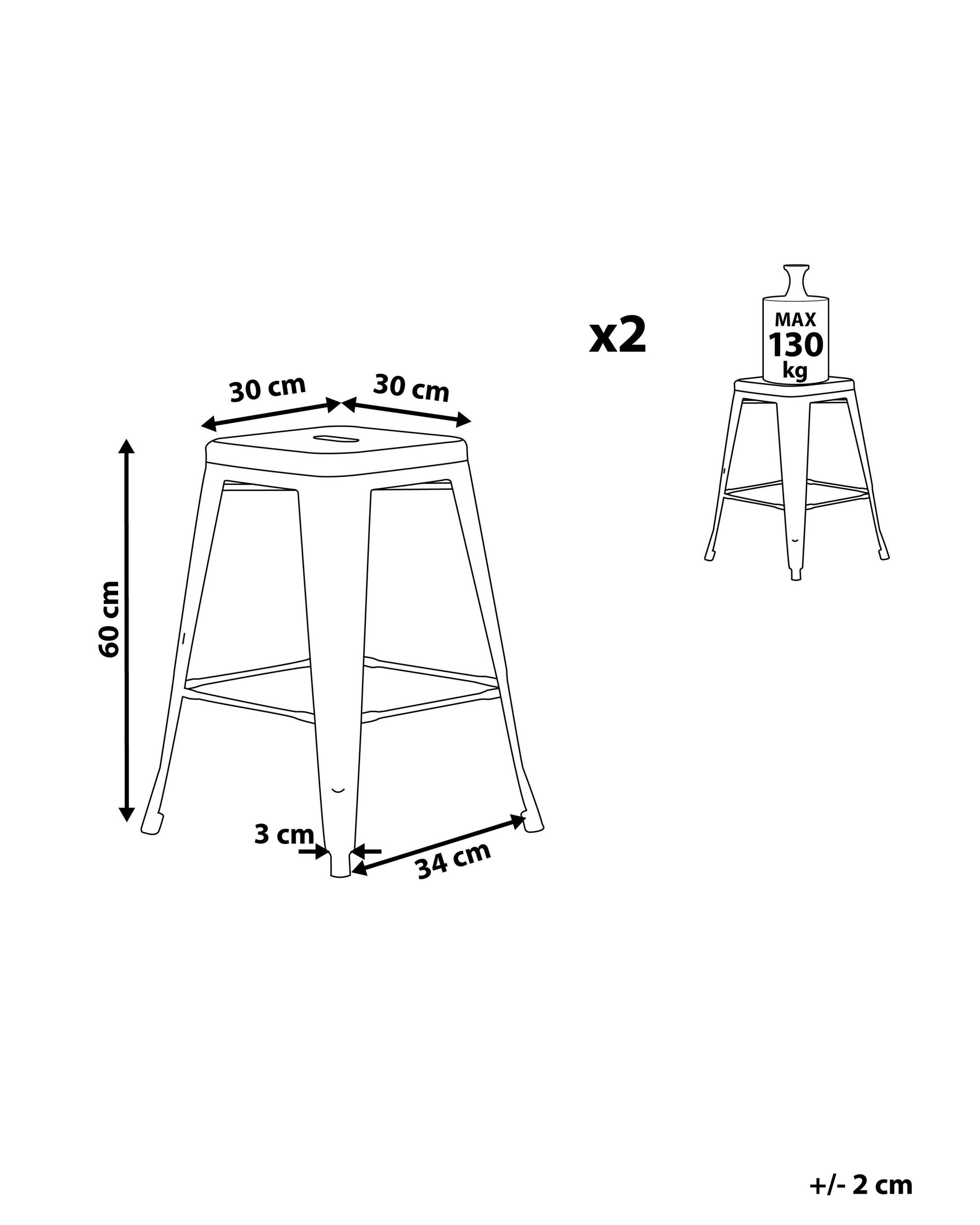 Beliani Lot de 2 tabourets de bar en Acier Moderne CABRILLO  