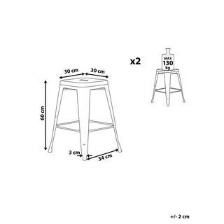 Beliani Lot de 2 tabourets de bar en Acier Moderne CABRILLO  