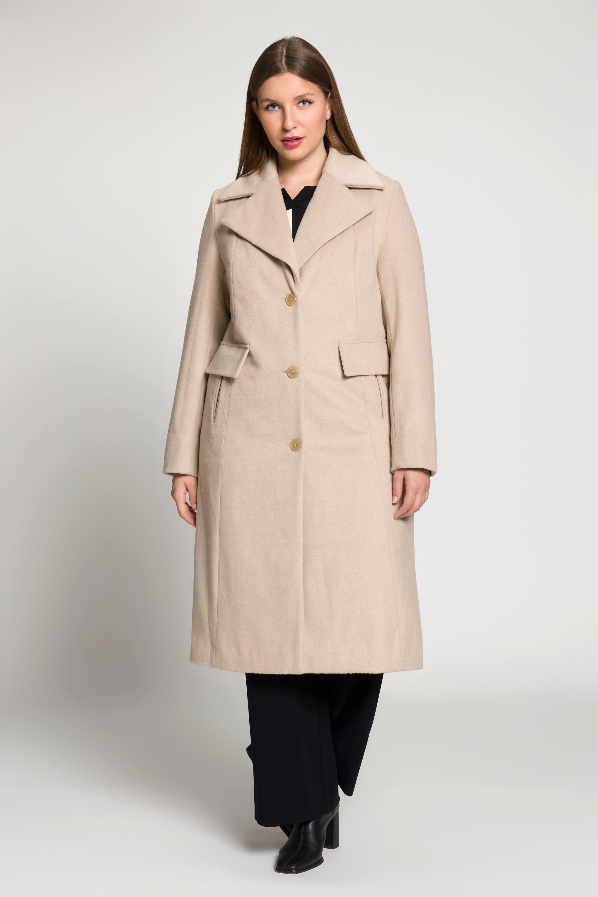 Ulla Popken  Manteau, coupe A, col à revers, doublure en satin 