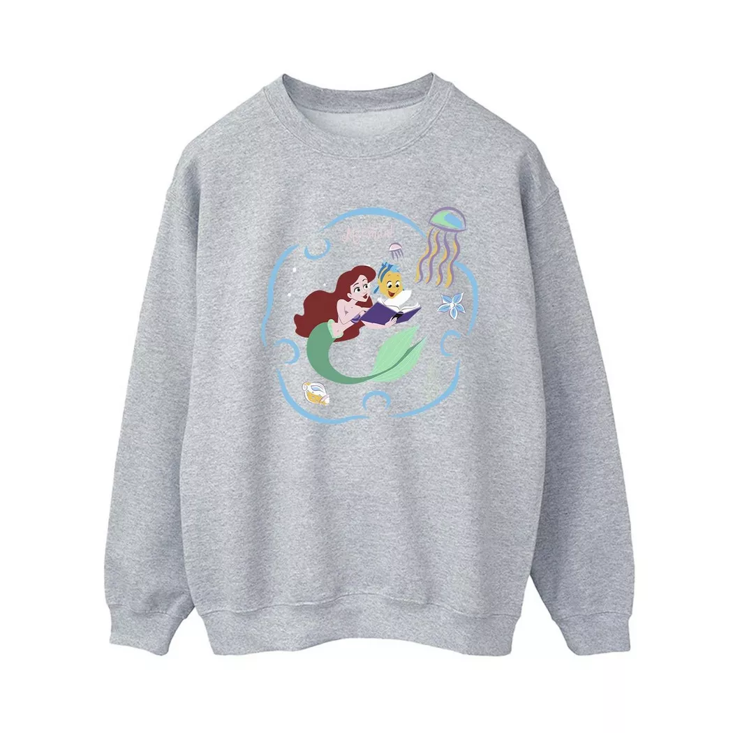 Disney - The Little Mermaid Reading A Book Sweatshirt, für Damen, Grau, Größe M