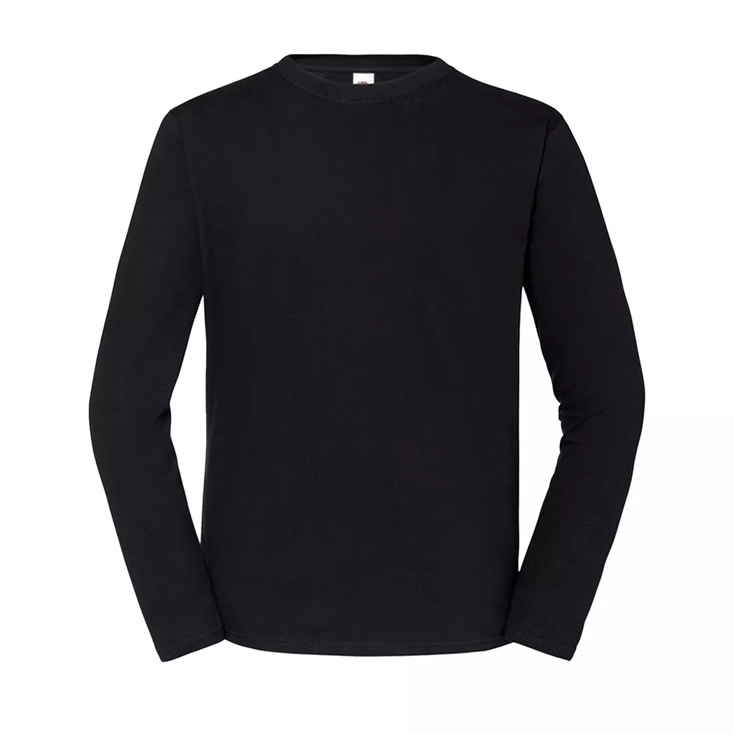 Fruit of the Loom - Iconic 195 Premium TShirt Langärmlig, für Herren, Schwarz, Größe M