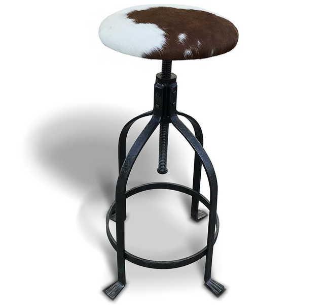 mutoni Tabouret de bar Corby Cow en cuir de vache H85  