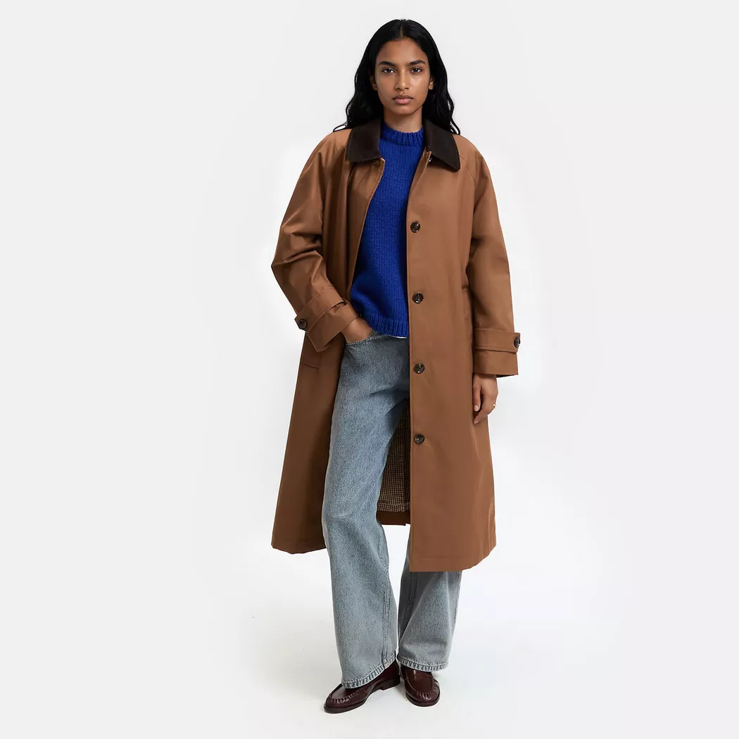 La Redoute Collections - Langer Trenchcoat mit Samtkragen, für Damen, Braun, Größe XS