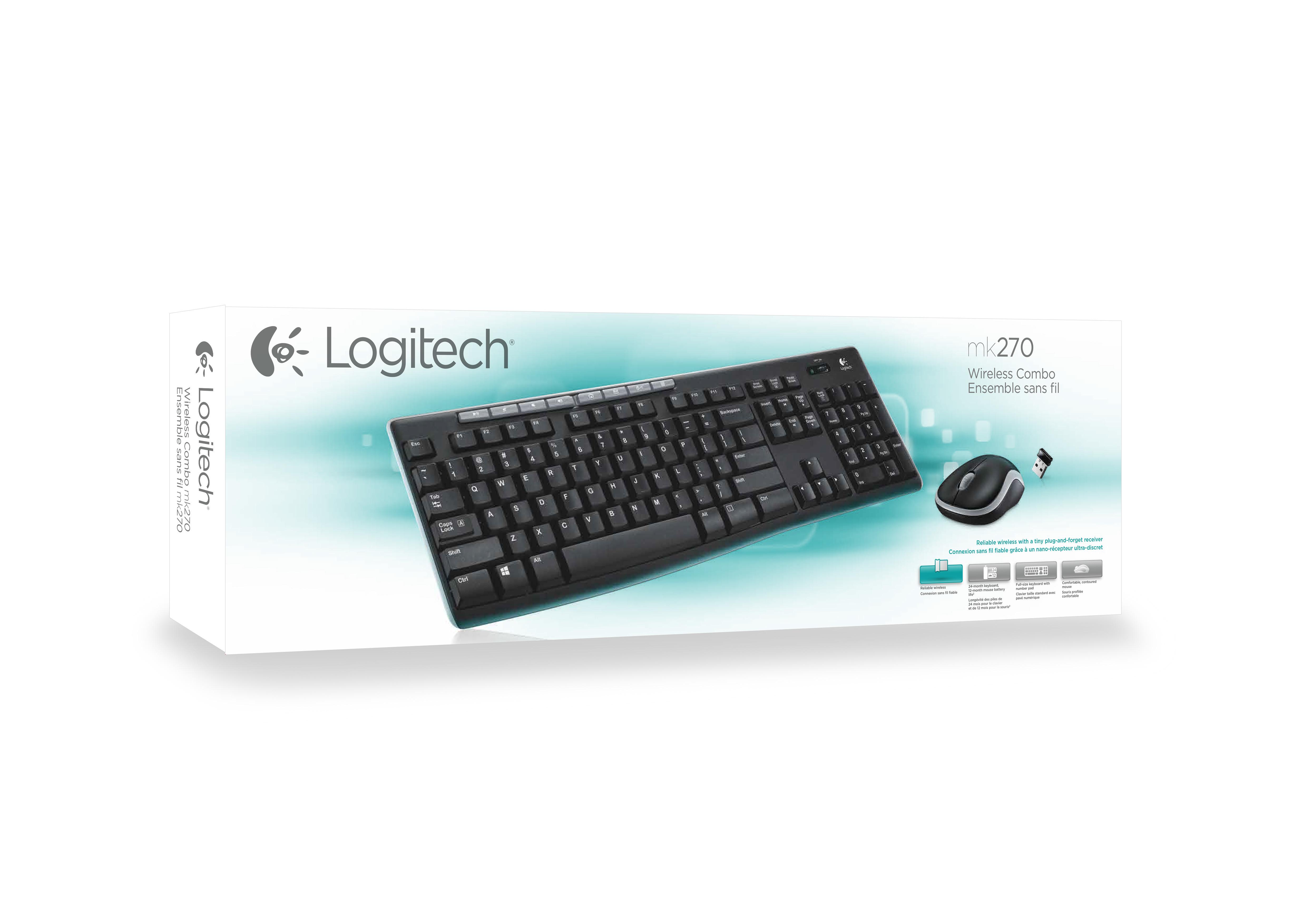 Logitech  Wireless Combo MK270 tastiera Mouse incluso USB AZERTY Francese Nero 