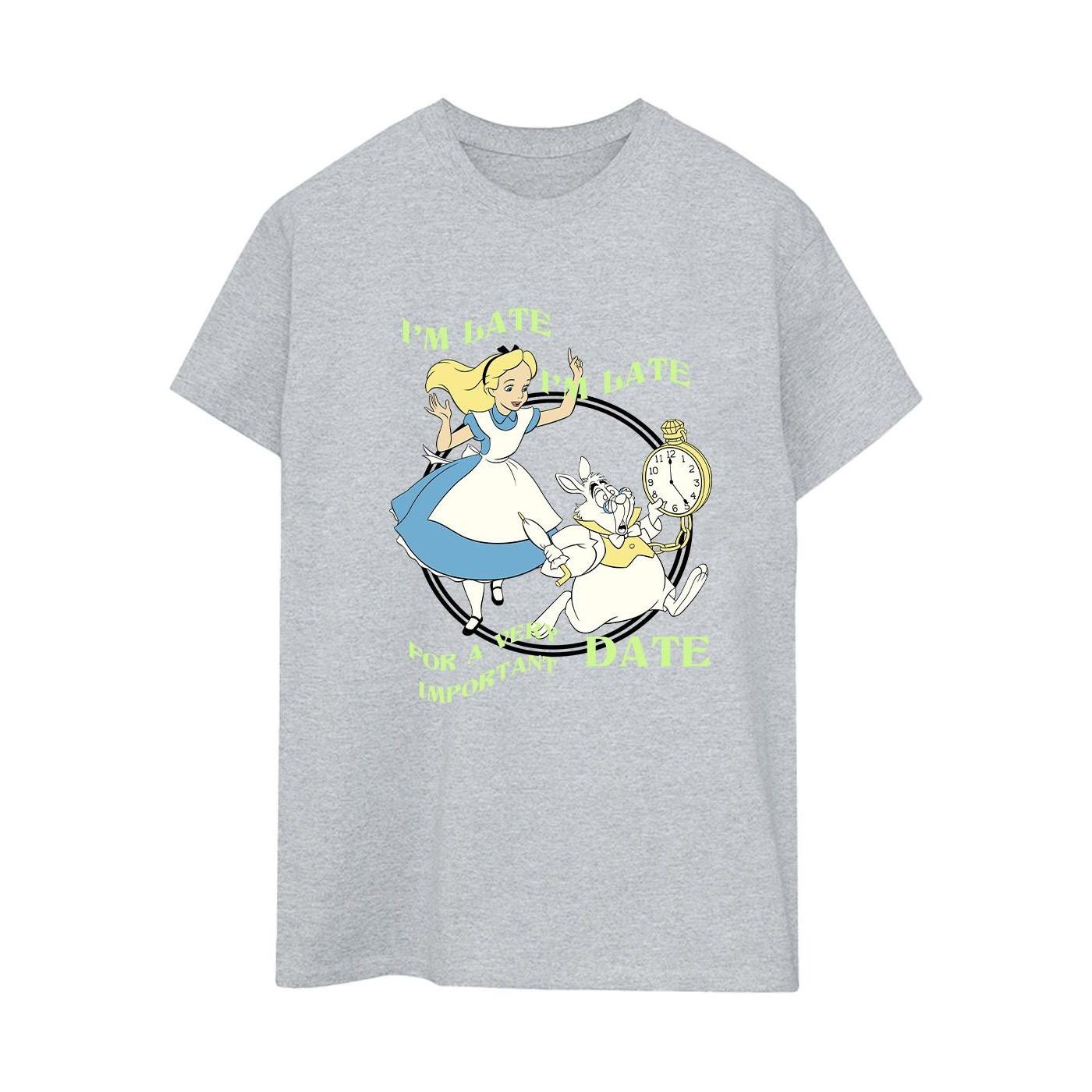 Image of Alice In Wonderland I'm Late Tshirt Damen Grau XXL