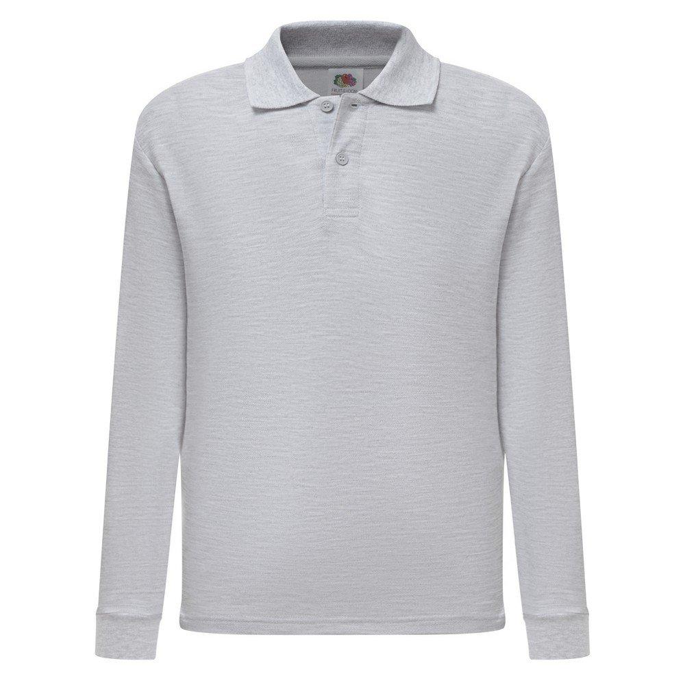 Image of Langarm Pique Polo Shirt Mädchen Grau 12-13A