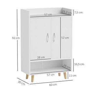 Northio Scarpiera, scarpiera con ante e ripiani, per 12 scarpe, scarpiera moderna, scarpiera per corridoi e zone d'ingresso, in legno massiccio, 60 x 30 x 92 cm, bianco  