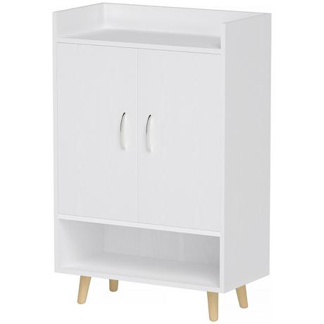 Northio Scarpiera, scarpiera con ante e ripiani, per 12 scarpe, scarpiera moderna, scarpiera per corridoi e zone d'ingresso, in legno massiccio, 60 x 30 x 92 cm, bianco  