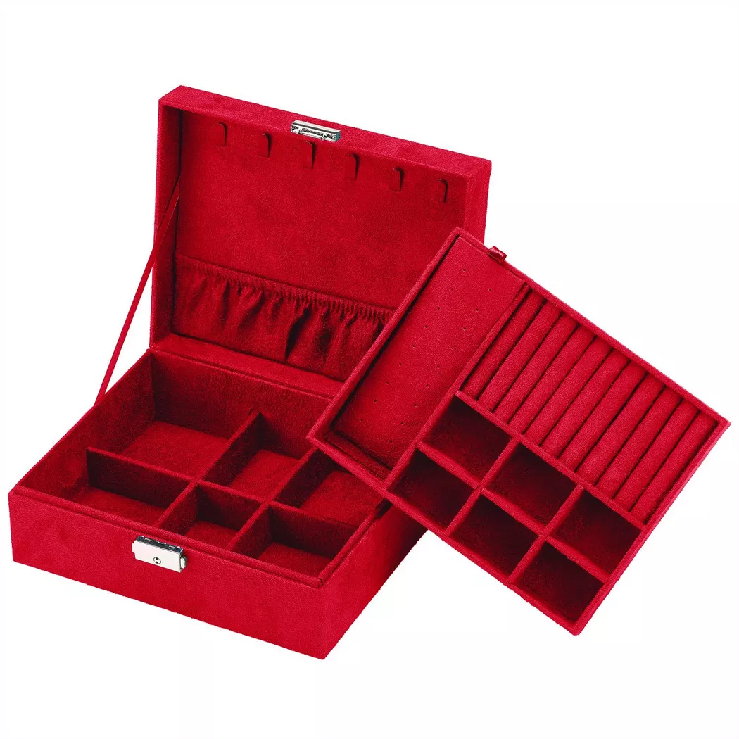 Intirilife - Schmuckschatulle mit 2 Ebenen, One Size, Rot Bunt
