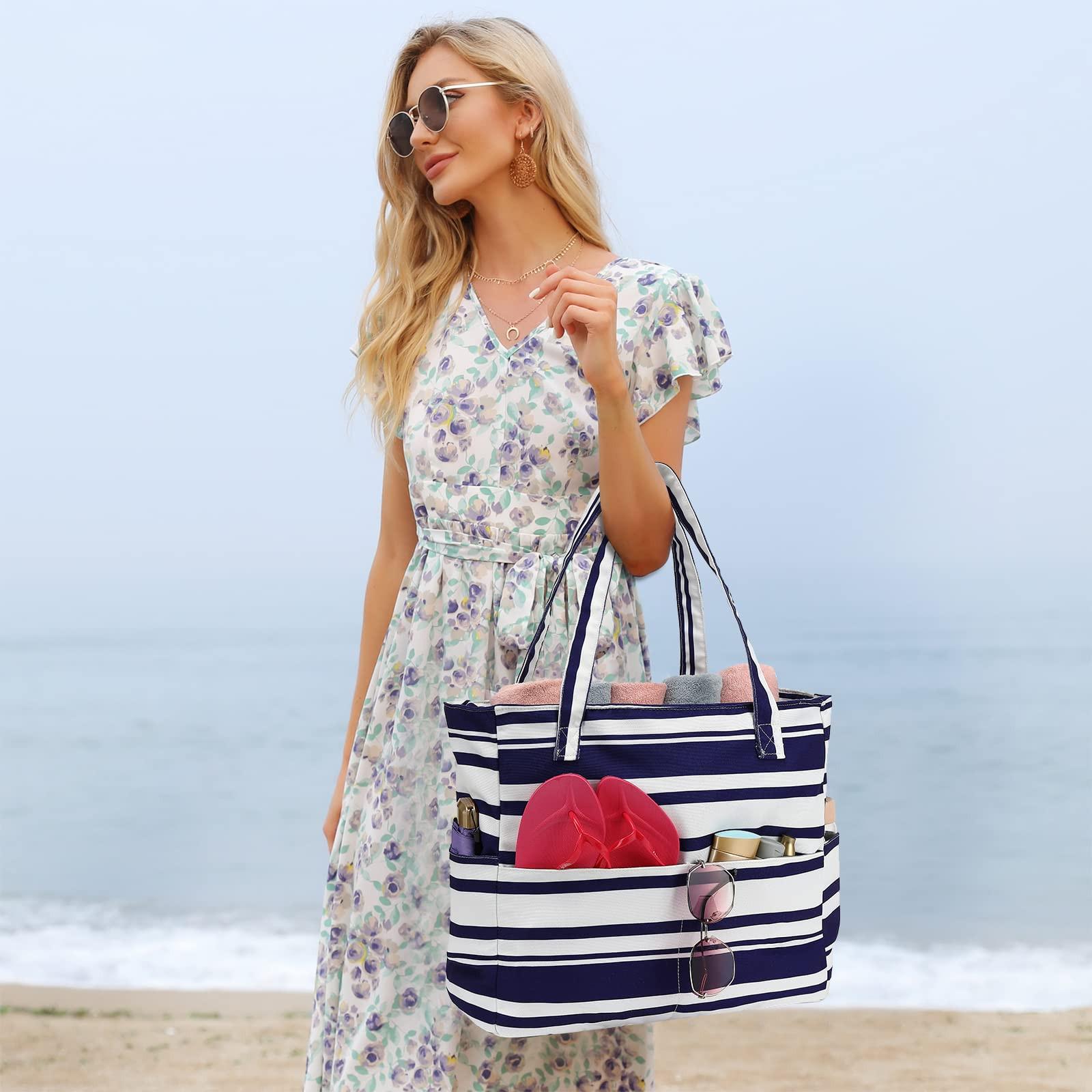 Only-bags.store  Große Strandtasche mit Reißverschluss Wasserdichte Umhängetasche Tragetasche Shopper 