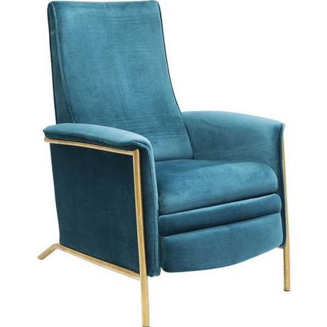 mutoni Fauteuil relax Lazy Velours Bleu  