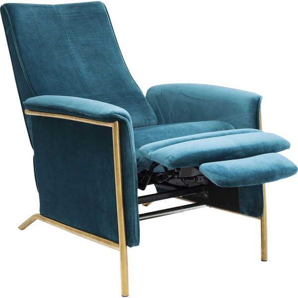 mutoni Fauteuil relax Lazy Velours Bleu  