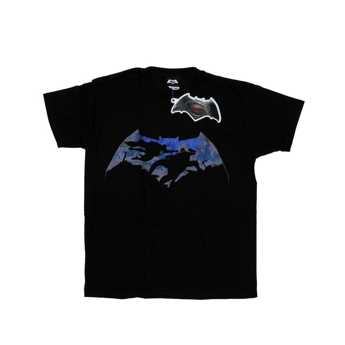 Image of Batman V Superman Battle Silhouette Tshirt Herren Schwarz XL
