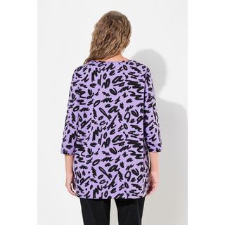 Ulla Popken  Shirt, A-Linie, Zierfalten, Carree-Ausschnitt, 3/4-Arm 