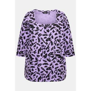 Ulla Popken  Shirt, A-Linie, Zierfalten, Carree-Ausschnitt, 3/4-Arm 