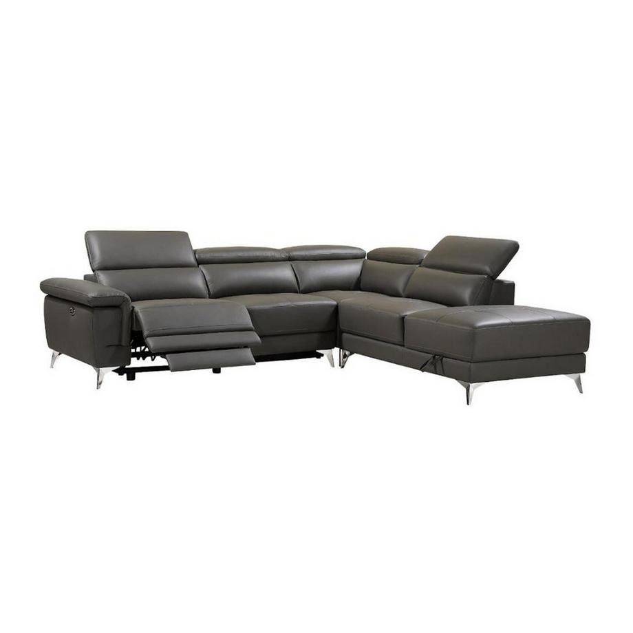 LINEA SOFA Divano angolare relax elettrico in pelle Antracite Angolo a destra PASCALINE  