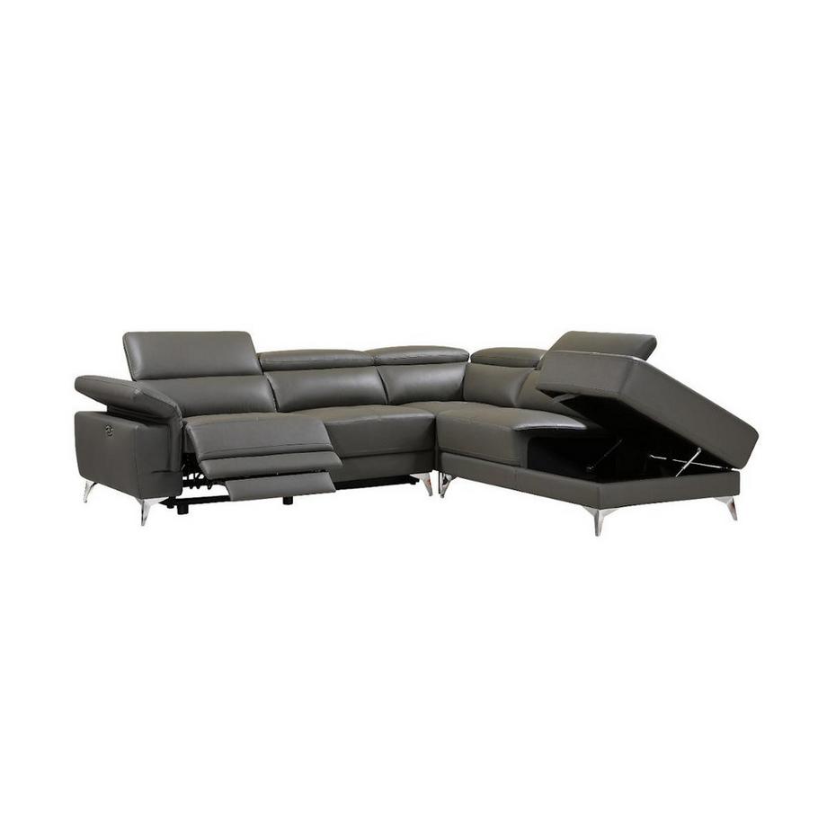 LINEA SOFA Divano angolare relax elettrico in pelle Antracite Angolo a destra PASCALINE  