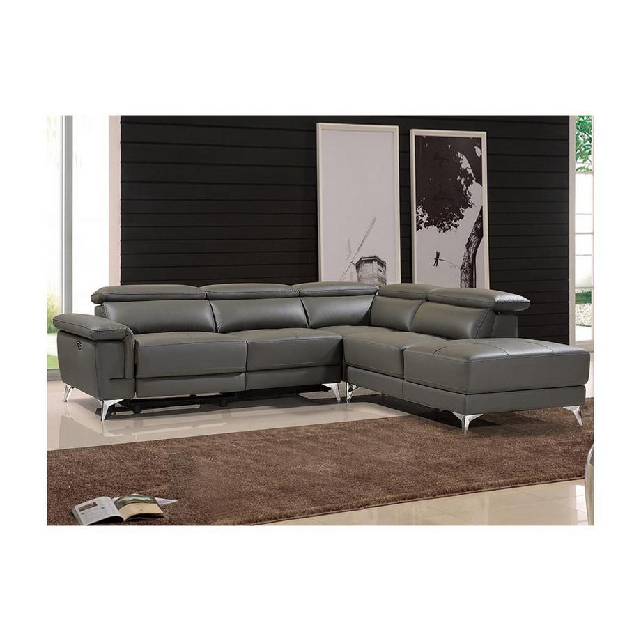 LINEA SOFA Divano angolare relax elettrico in pelle Antracite Angolo a destra PASCALINE  