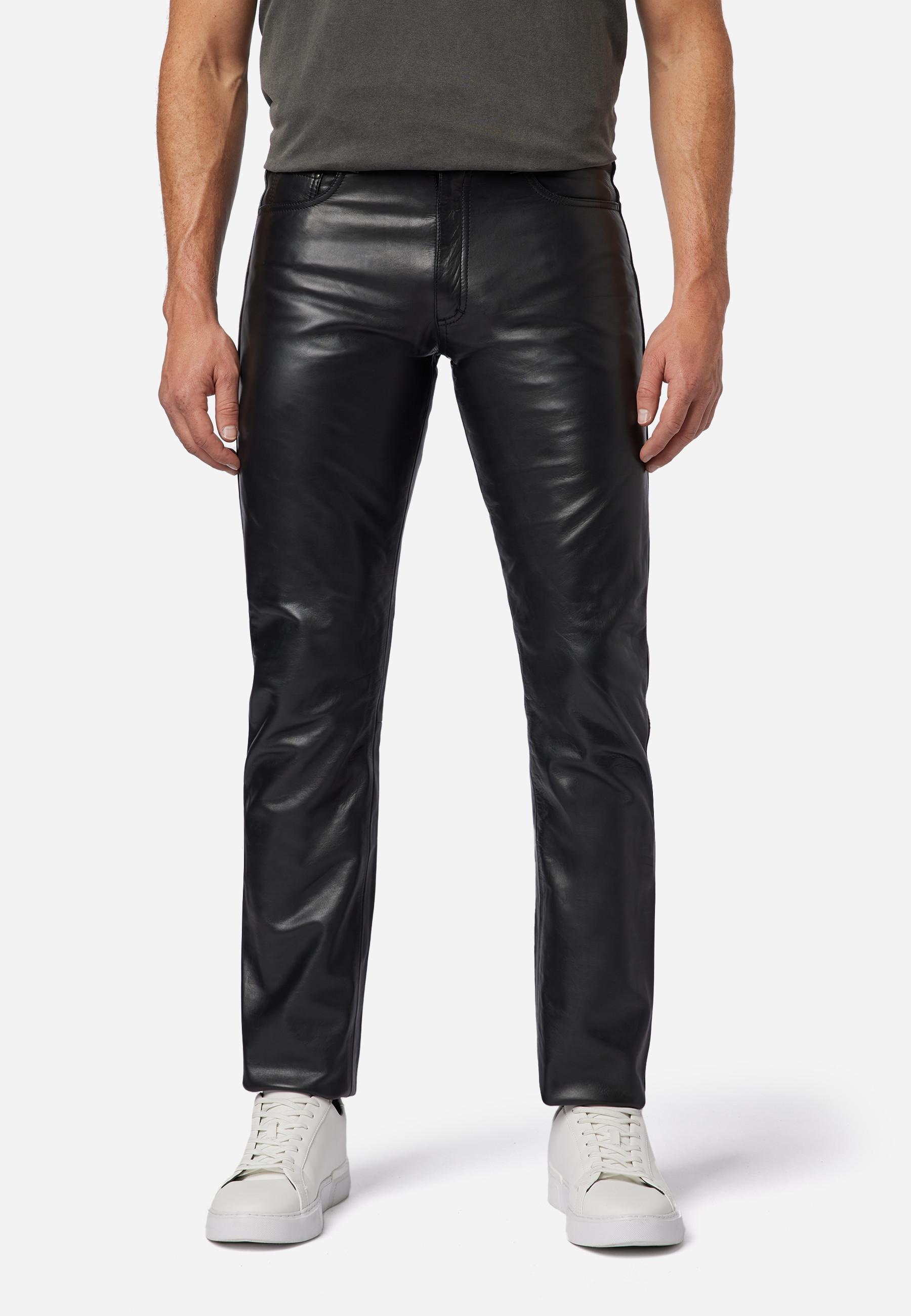 RICANO  Pantalon en cuir pour hommes No. 3 TR Jeans, dans le style classique 5 poches en cuir de vache ciré 