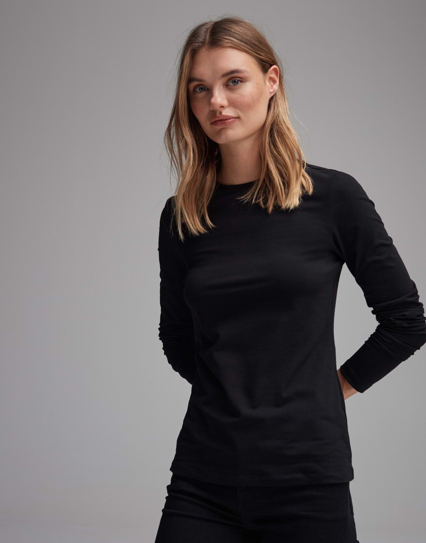 Image of Langarmshirt Smilla Figurbetont Damen Schwarz 42